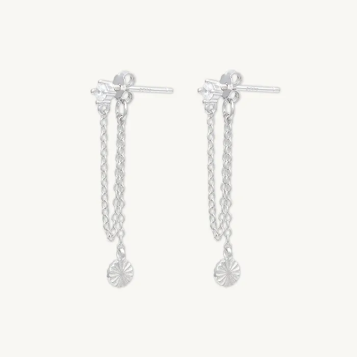 Sapphire Dangle Disc Chain Earrings Camile Stone Earrings Sapphire Dangle Disc Chain Earrings Camile Stone Earrings