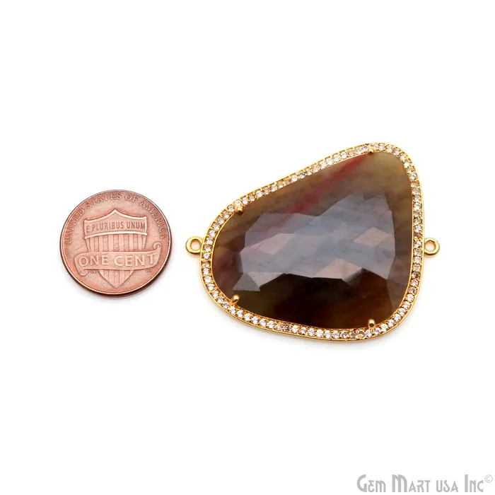 Sapphire Pave Cubic Zirconia 43x32mm Double Bail Gold Vermeil Gemstone Connector GemmartUSA PreStyled Sets Sapphire Pave Cubic Zirconia 43x32mm Double Bail Gold Vermeil Gemstone Connector GemmartUSA PreStyled Sets