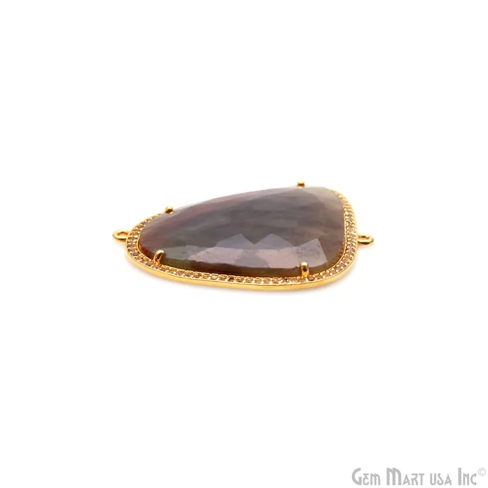 Sapphire Pave Cubic Zirconia 43x32mm Double Bail Gold Vermeil Gemstone Connector GemmartUSA PreStyled Sets Sapphire Pave Cubic Zirconia 43x32mm Double Bail Gold Vermeil Gemstone Connector GemmartUSA PreStyled Sets
