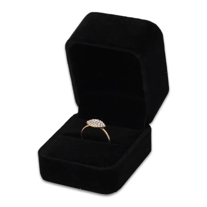 Single Deluxe Plush Black Velvet HighTop Ring Box JPIDisplay Rings