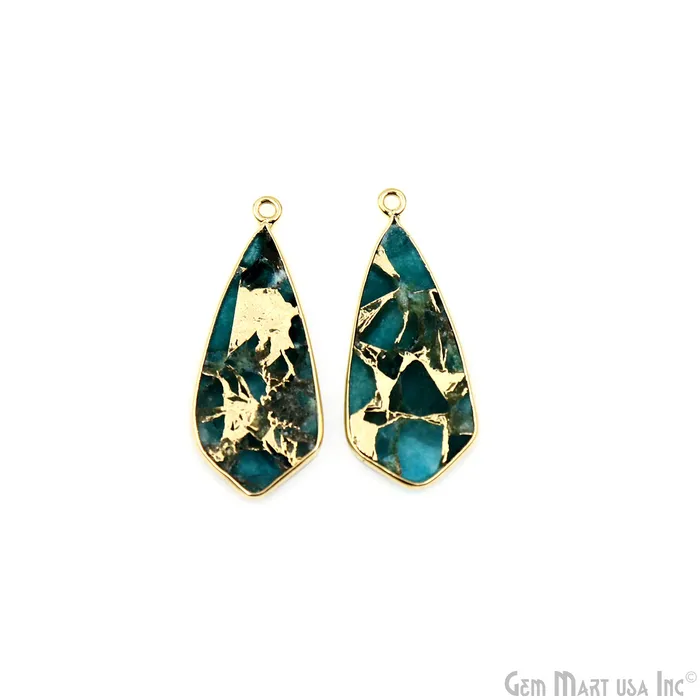 Sky Blue Mohave 34x14mm Gold Plated Single Bail Earring Connector 1 Pair GemMartUSA Earrings Sky Blue Mohave 34x14mm Gold Plated Single Bail Earring Connector 1 Pair GemMartUSA Earrings