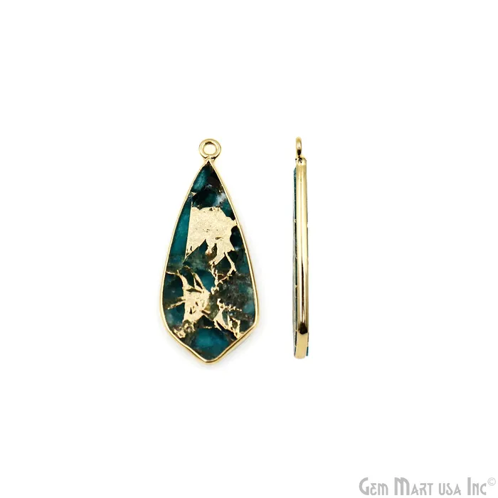 Sky Blue Mohave 34x14mm Gold Plated Single Bail Earring Connector 1 Pair GemMartUSA Earrings Sky Blue Mohave 34x14mm Gold Plated Single Bail Earring Connector 1 Pair GemMartUSA Earrings