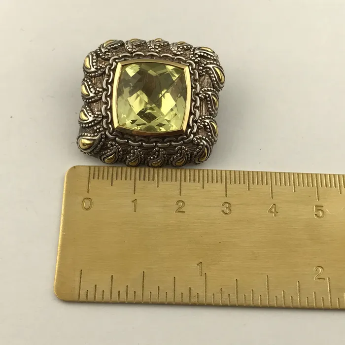 STA Necklaces Argendor Lime Quartz Designer Pendant in 925 Sterling Silver with 18KY Gold Accents New item ARI003LQ