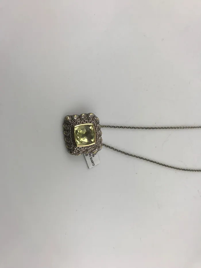 STA Necklaces Argendor Lime Quartz Designer Pendant in 925 Sterling Silver with 18KY Gold Accents New item ARI003LQ