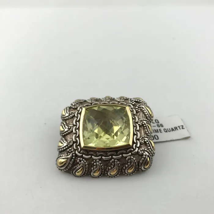 STA Necklaces Argendor Lime Quartz Designer Pendant in 925 Sterling Silver with 18KY Gold Accents New item ARI003LQ