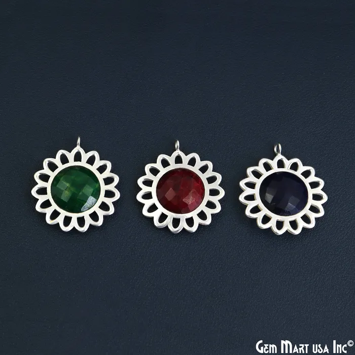 Sunflower Shape 34x29mm Single Bail Silver Plated Gemstone Connector Pendant GemmartUSA Necklaces Sunflower Shape 34x29mm Single Bail Silver Plated Gemstone Connector Pendant GemmartUSA Necklaces