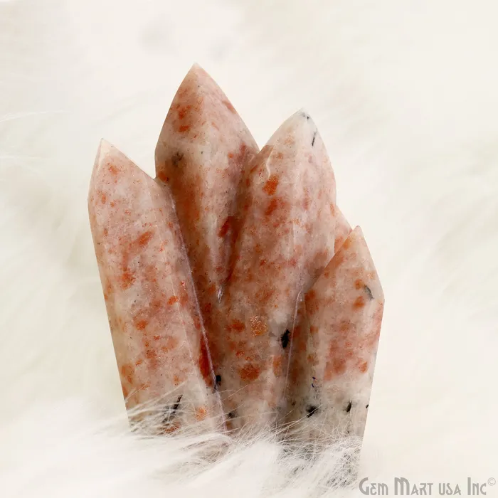 Sunstone Crystal Cluster Terminated Crystal Rock Cluster Family Mineral Specimen Home Decor Spiritual Gift 35Inch Appx GemMartUSA Charm Necklaces