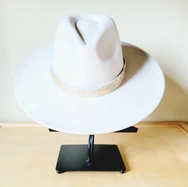 The Jewelry Junkie Rings Cream Gold Metallic Leather Hat Band Only 984e