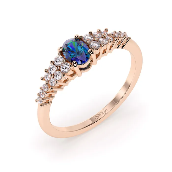 Tranquility 14K Rose Gold Natural Alexandrite Ring Safiya Jewels Rings