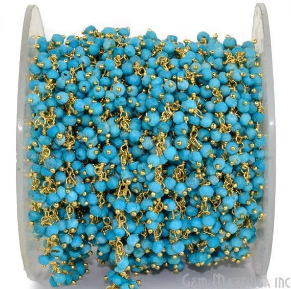 Turquoise Faceted Beads Gold Wire Wrapped Rosary Dangle Chain GemmartUSA PreStyled Sets Turquoise Faceted Beads Gold Wire Wrapped Rosary Dangle Chain GemmartUSA PreStyled Sets
