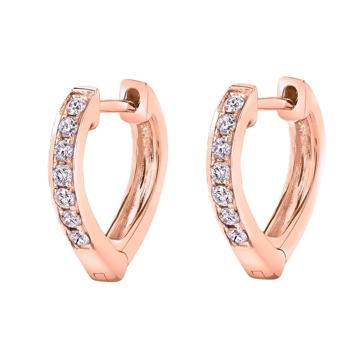 TVON Earrings 14K 025cttw Pink Diamond Tapered Huggie Earrings
