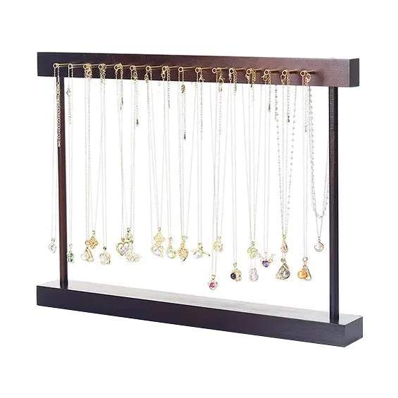 TwoSided Wood Necklace Display Stand with 32 Pegs JPIDisplay Necklaces