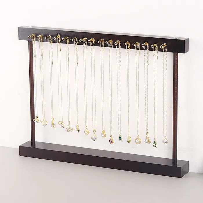 TwoSided Wood Necklace Display Stand with 32 Pegs JPIDisplay Necklaces TwoSided Wood Necklace Display Stand with 32 Pegs JPIDisplay Necklaces