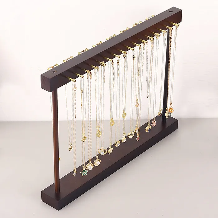 TwoSided Wood Necklace Display Stand with 32 Pegs JPIDisplay Necklaces TwoSided Wood Necklace Display Stand with 32 Pegs JPIDisplay Necklaces