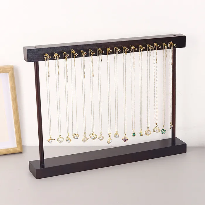 TwoSided Wood Necklace Display Stand with 32 Pegs JPIDisplay Necklaces TwoSided Wood Necklace Display Stand with 32 Pegs JPIDisplay Necklaces