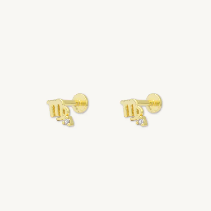 Virgo Zodiac Star Sign Flat Back Earrings Camile Stone Earrings
