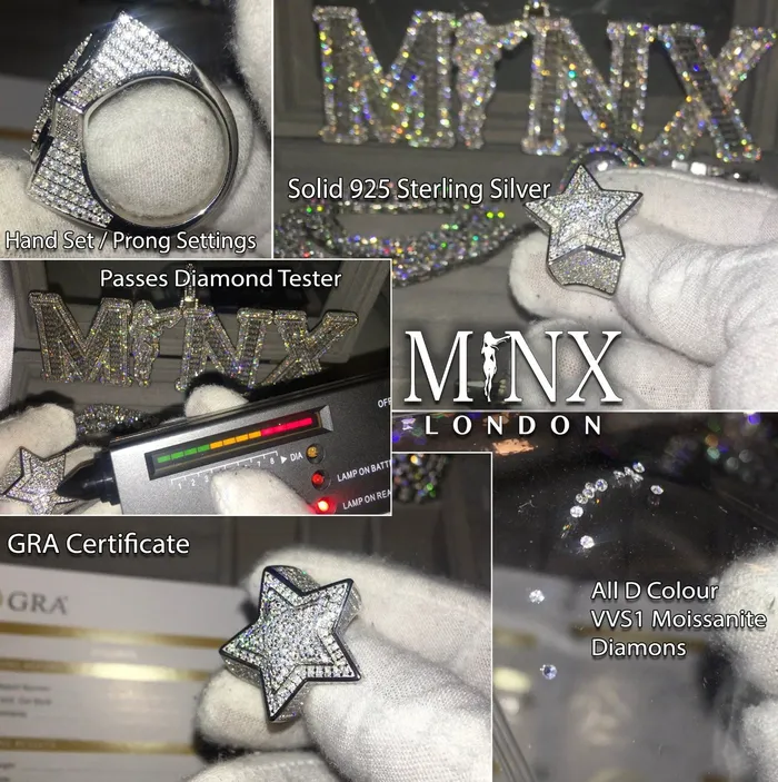 VVS1 Ring Iced Out Ring Star Ring Moissanite Ring Hip Hop Ring Iced Out Star Ring Big Star Ring Moissanite Rings Iced Ring Minx London Rings