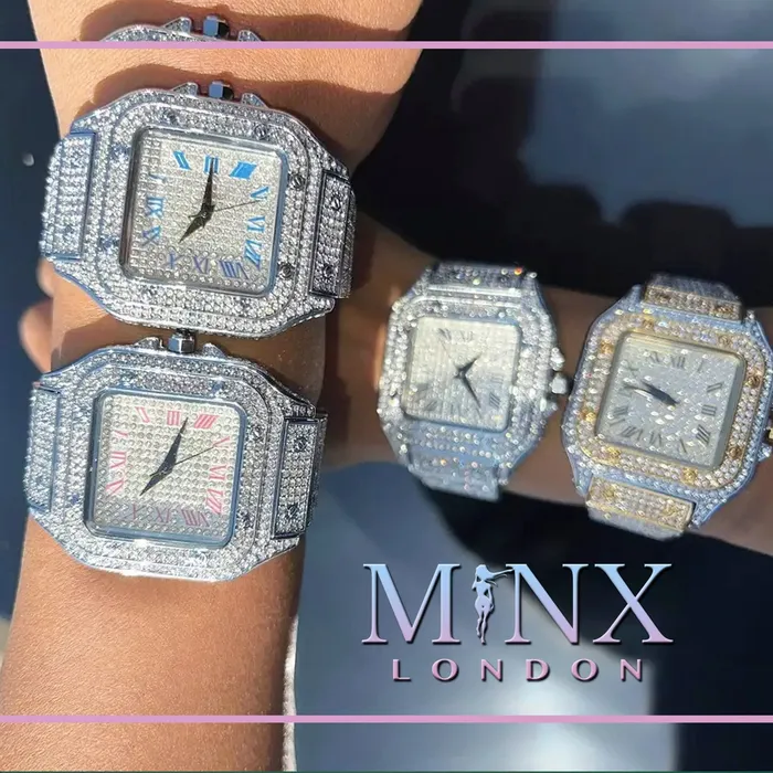 Watches Iced Out watches Iced Out Watch Luxury Watch Diamond Watch Timepieces Luxury Watch Diamond Watch Mens Womens Watch Silver Minx London