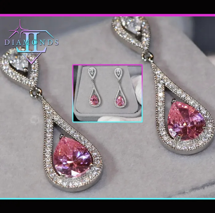 Womens Diamond Earrings Pink Diamond Earrings Lab Diamonds London Earrings Womens Diamond Earrings Pink Diamond Earrings Lab Diamonds London Earrings