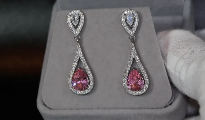 Womens Diamond Earrings Pink Diamond Earrings Lab Diamonds London Earrings