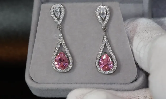 Womens Diamond Earrings Pink Diamond Earrings Lab Diamonds London Earrings