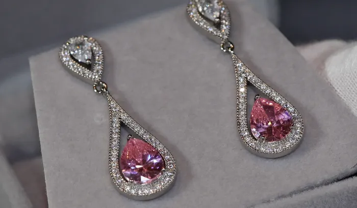 Womens Diamond Earrings Pink Diamond Earrings Lab Diamonds London Earrings