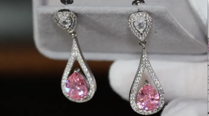 Womens Diamond Earrings Pink Diamond Earrings Lab Diamonds London Earrings
