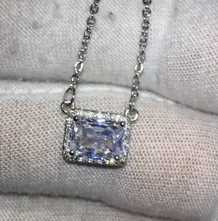 Womens Diamond Necklace Diamond Necklace Womens Necklace Baguette Diamond Necklace Rectangle Diamond Pendant Women Diamond Pendant Minx London Necklaces