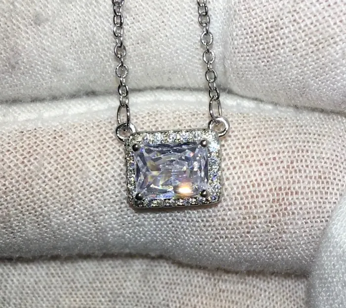 Womens Diamond Necklace Diamond Necklace Womens Necklace Baguette Diamond Necklace Rectangle Diamond Pendant Women Diamond Pendant Minx London Necklaces