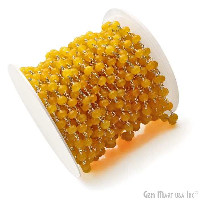 Yellow Jade Faceted 56mm Silver Wire Wrapped Beads Rosary Chain GemMartUSA Necklaces Yellow Jade Faceted 56mm Silver Wire Wrapped Beads Rosary Chain GemMartUSA Necklaces