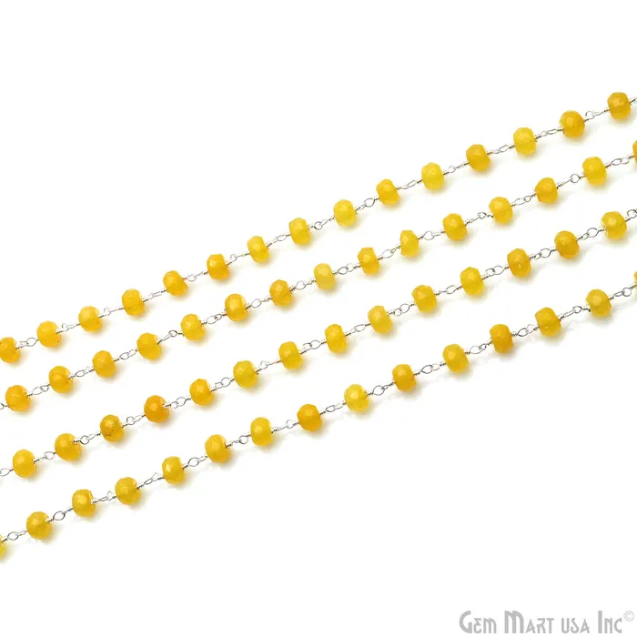 Yellow Jade Faceted 56mm Silver Wire Wrapped Beads Rosary Chain GemMartUSA Necklaces Yellow Jade Faceted 56mm Silver Wire Wrapped Beads Rosary Chain GemMartUSA Necklaces
