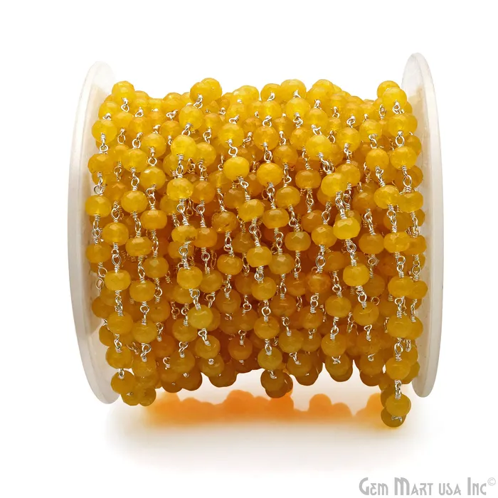 Yellow Jade Faceted 56mm Silver Wire Wrapped Beads Rosary Chain GemMartUSA Necklaces Yellow Jade Faceted 56mm Silver Wire Wrapped Beads Rosary Chain GemMartUSA Necklaces