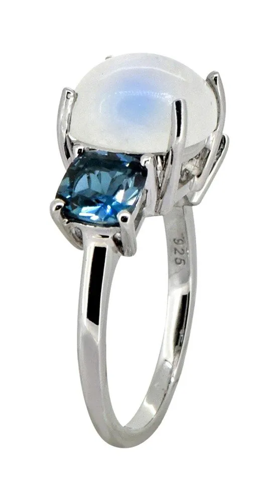 YoTreasure 715 Ct Moonstone London Blue Topaz Solid 925 Sterling Silver Ring Jewelry Rings