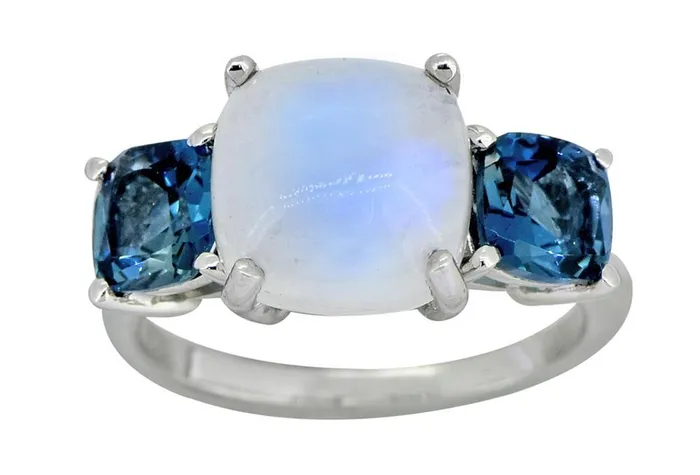 YoTreasure 715 Ct Moonstone London Blue Topaz Solid 925 Sterling Silver Ring Jewelry Rings