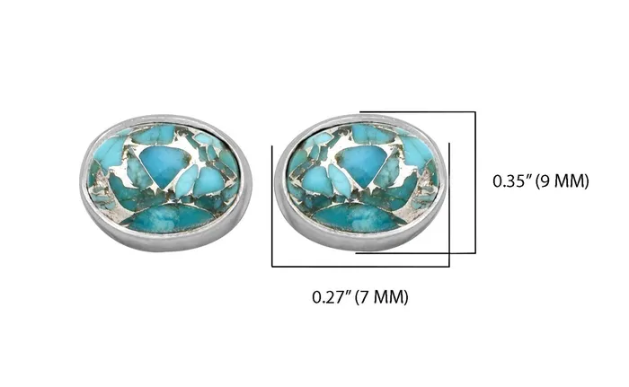 YoTreasure Blue Copper Turquoise Solid 925 Sterling Silver Stud Earrings Earrings