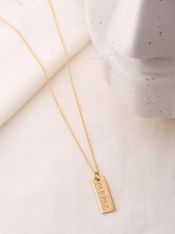 YoTreasure Charm Mama Letter Vertical Bar Pendant Solid 925 Sterling Silver Gold Plated Chain Necklace Women Jewelry Gifts for Mother Necklaces