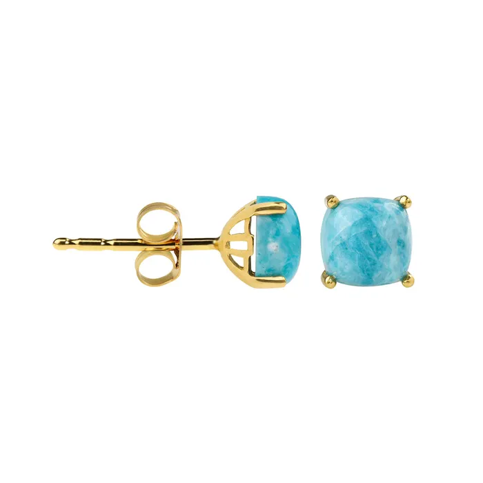 YoTreasure Earrings 160 Ct Turquoise Solid 10k Yellow Gold Stud Earrings