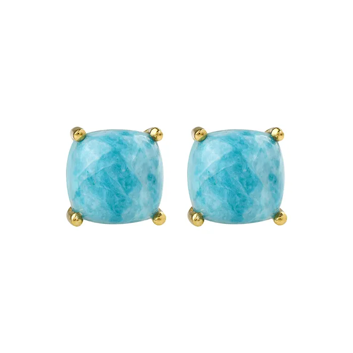 YoTreasure Earrings 160 Ct Turquoise Solid 10k Yellow Gold Stud Earrings YoTreasure Earrings 160 Ct Turquoise Solid 10k Yellow Gold Stud Earrings