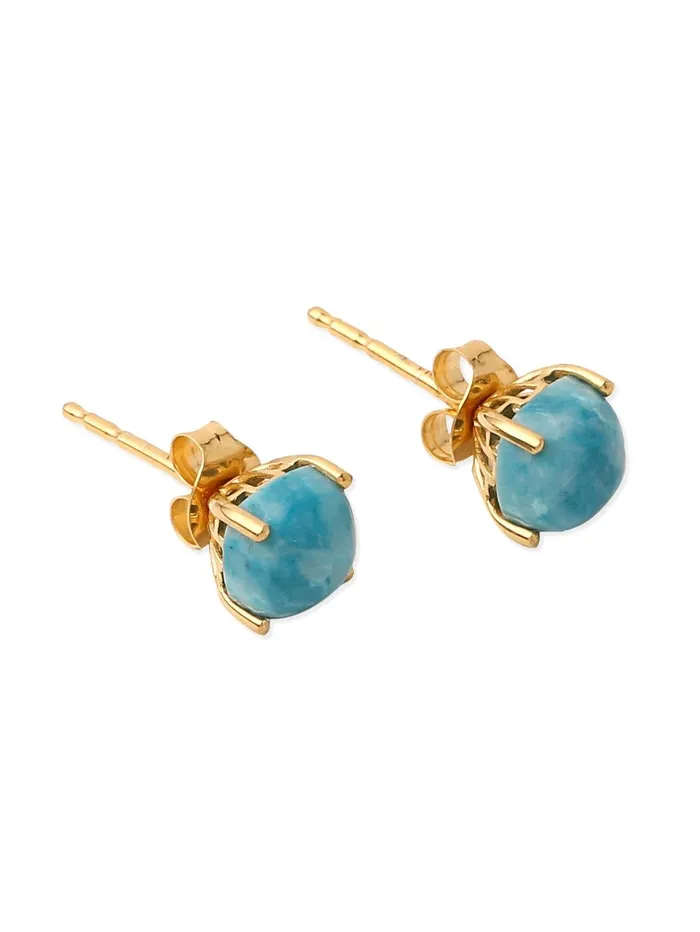 YoTreasure Earrings 160 Ct Turquoise Solid 10k Yellow Gold Stud Earrings YoTreasure Earrings 160 Ct Turquoise Solid 10k Yellow Gold Stud Earrings