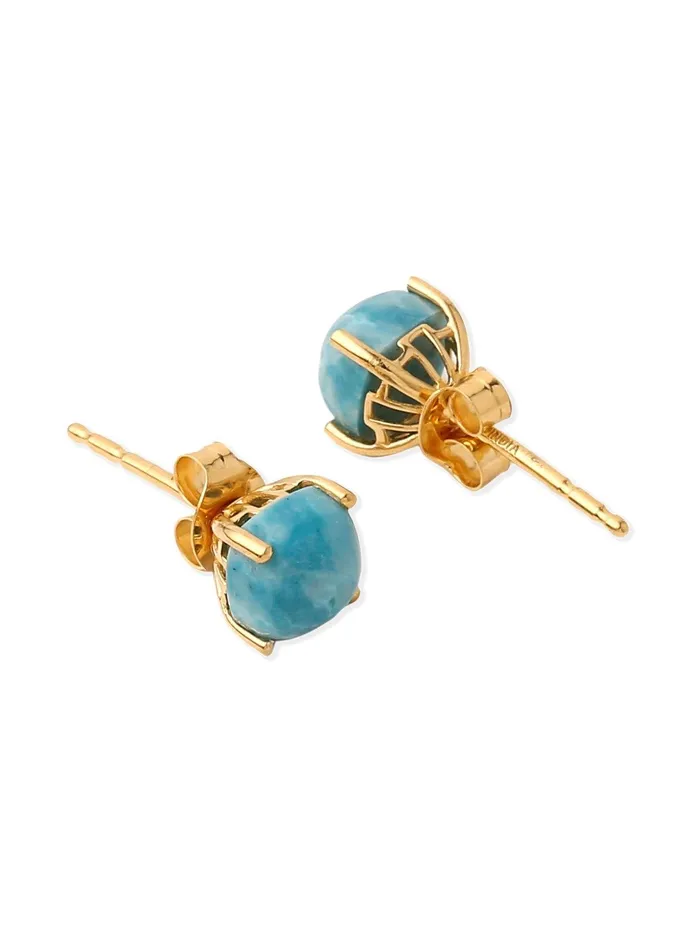YoTreasure Earrings 160 Ct Turquoise Solid 10k Yellow Gold Stud Earrings YoTreasure Earrings 160 Ct Turquoise Solid 10k Yellow Gold Stud Earrings