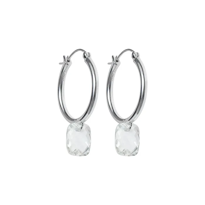 YoTreasure Earrings White Topaz Solid 925 Sterling Silver Hoop Earring
