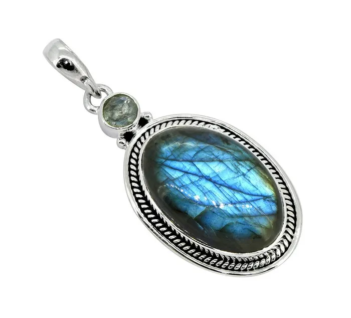 YoTreasure Labradorite Solid 925 Sterling Silver Pendant 2 Necklaces