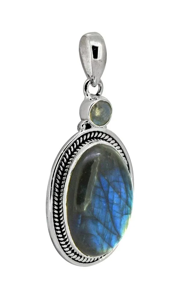 YoTreasure Labradorite Solid 925 Sterling Silver Pendant 2 Necklaces