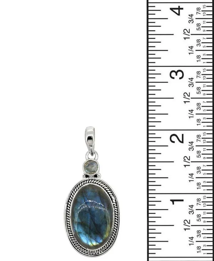 YoTreasure Labradorite Solid 925 Sterling Silver Pendant 2 Necklaces