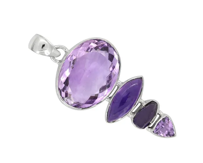 YoTreasure Necklaces 197 Amethyst Sterling Silver Long Chain Pendant