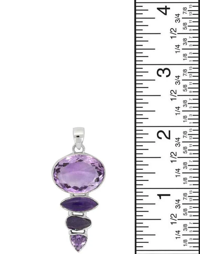 YoTreasure Necklaces 197 Amethyst Sterling Silver Long Chain Pendant