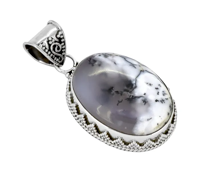 YoTreasure Necklaces Dendritic Agate 925 Sterling Silver Chain Pendant