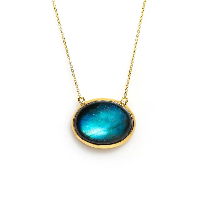 YoTreasure Necklaces Labradorite 14K Gold Over 925 Silver Chain Pendant Necklace Jewelry YoTreasure Necklaces Labradorite 14K Gold Over 925 Silver Chain Pendant Necklace Jewelry