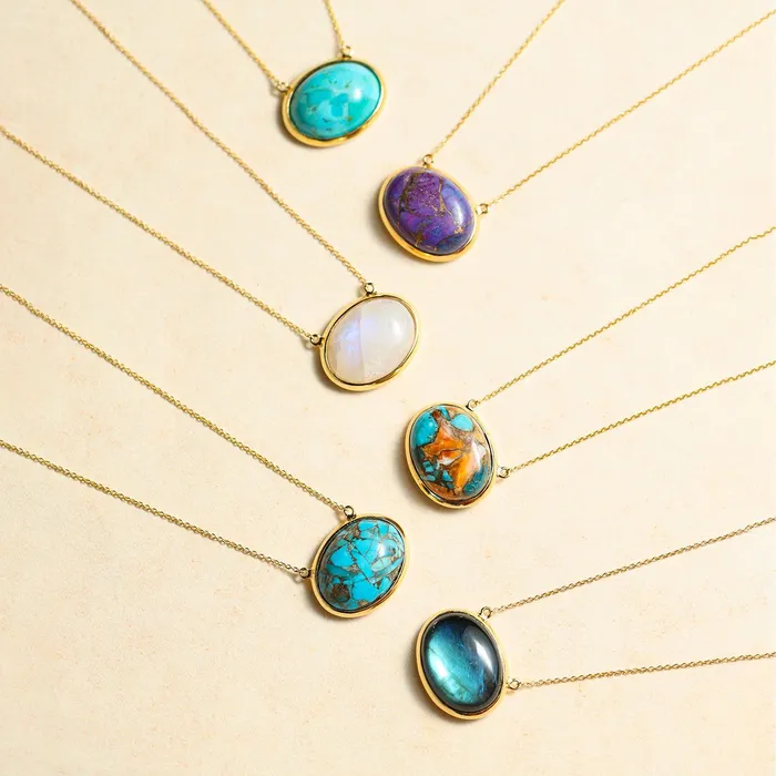 YoTreasure Necklaces Labradorite 14K Gold Over 925 Silver Chain Pendant Necklace Jewelry
