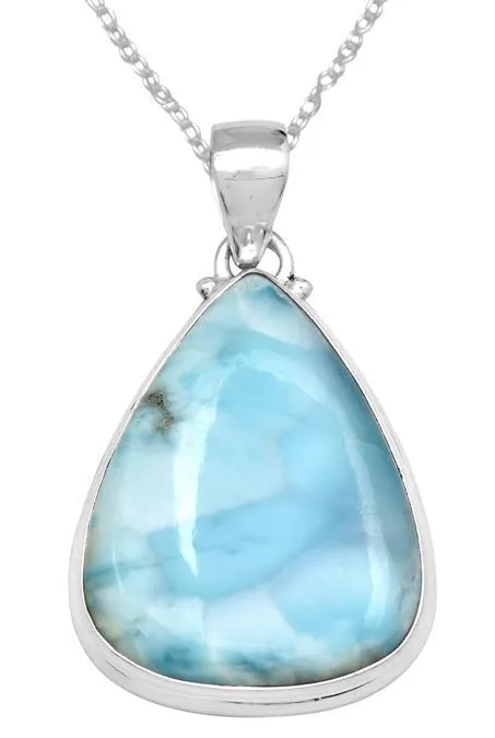 YoTreasure Necklaces Larimar 1 34 Long 925 Solid Sterling Silver Pendant With 18 Chain YoTreasure Necklaces Larimar 1 34 Long 925 Solid Sterling Silver Pendant With 18 Chain